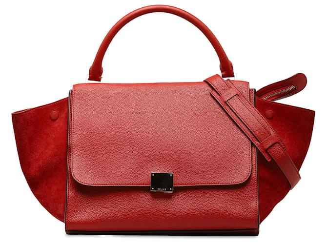 Céline Celine Red Medium Trapeze Bag Leather Pony-style calfskin  ref.1334338