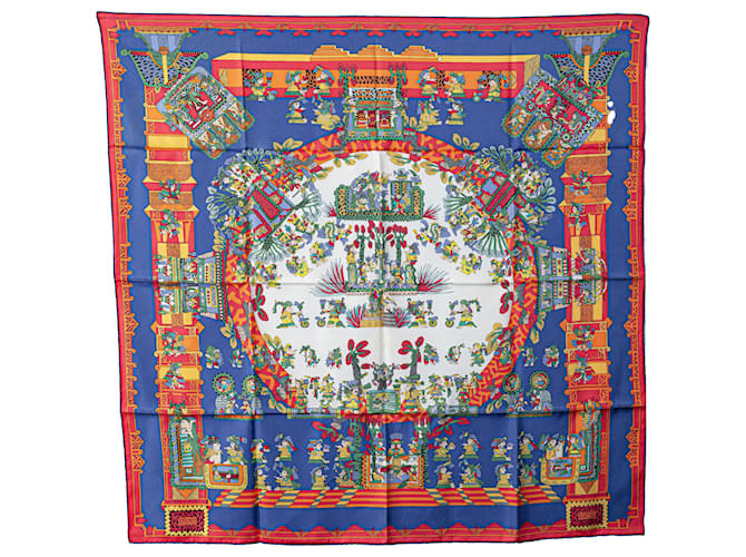 Hermès Blue Astres et Soleils Silk Scarf Cloth  ref.1334378