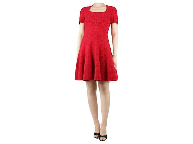 Alaïa Red short-sleeved tonal patterned dress - size UK 12 Viscose  ref.1334498
