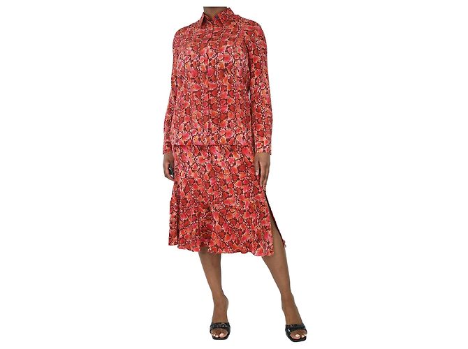 Altuzarra Set camicia e gonna con stampa serpente rosso - taglia UK 12