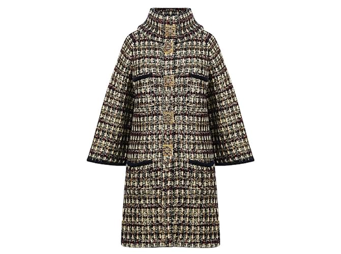 Chanel Manteau avec 10 boutons rares emblématiques en Gripoix. Laine Multicolore  ref.1334510