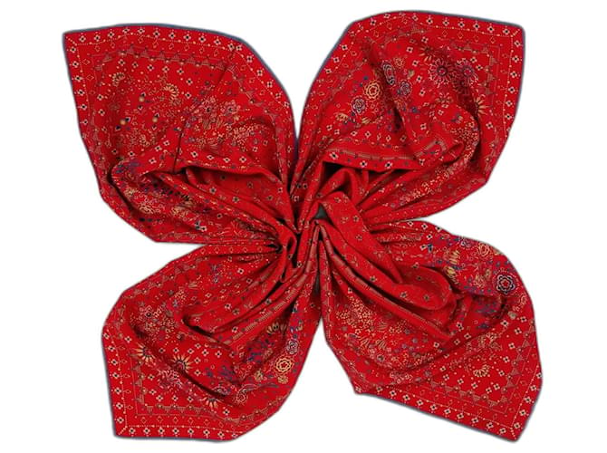 Vintage red silk scarf Pierre Cardin 70s  ref.1334567