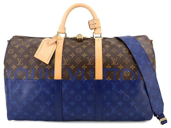Louis Vuitton Keepall Bandouliere 50 Blau Leinwand  ref.1334572