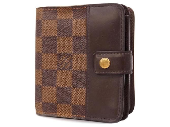 Louis Vuitton Compact zip Brown Cloth  ref.1334619