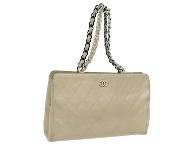 CHANEL Matelasse Chain Tote Bag Leather Beige CC Auth yk11588  ref.1334678