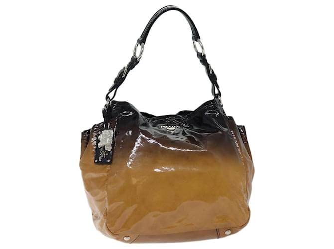 PRADA Shoulder Bag Enamel Brown Auth yk11658  ref.1334708