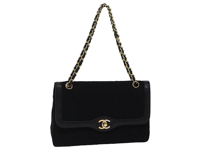CHANEL Matelasse Chain Shoulder Bag Cotton Paris limited Black CC Auth bs13508  ref.1334710