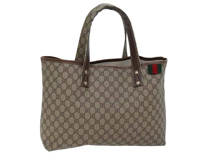 GUCCI GG Supreme Web Sherry Line Tote Bag PVC Red Beige 211134 Auth yk11698  ref.1334727