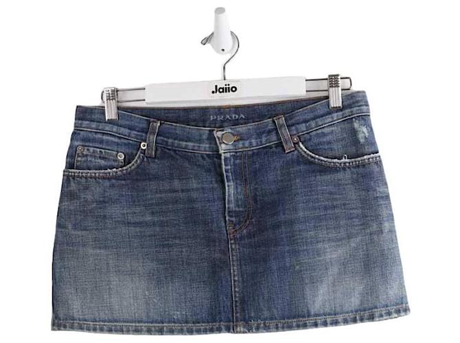 Prada Cotton mini skirt Blue  ref.1334734