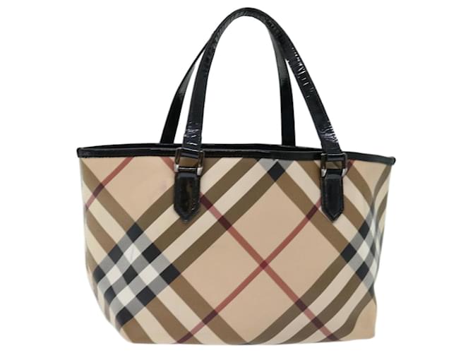 BURBERRY Nova Check Tote Bag Coated Canvas Beige Auth bs13371 Cloth  ref.1334739