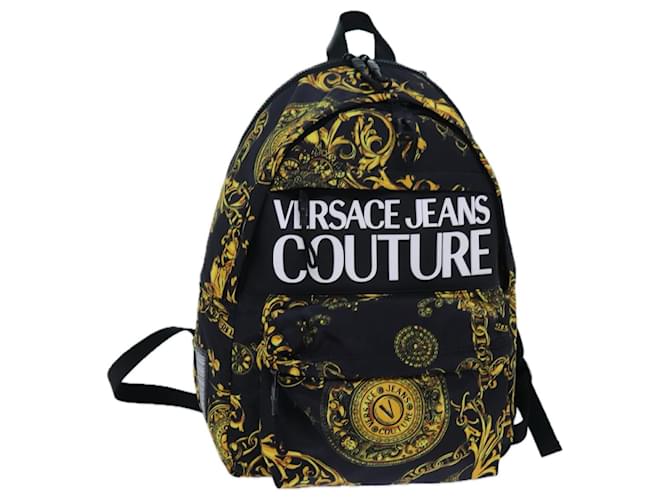 Gianni Versace Backpack Nylon Black Yellow Auth am6058  ref.1334748