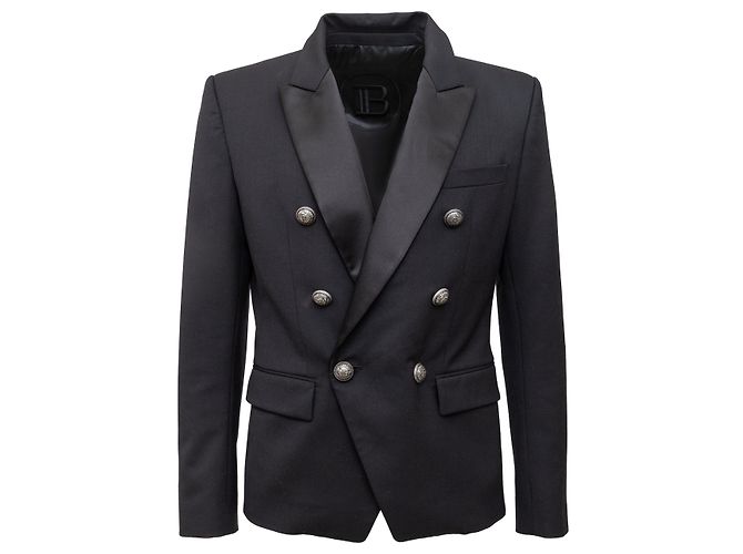Blazer a petto foderato Balmain Nero