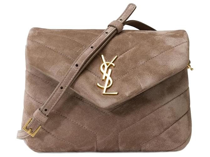Loulou YVES SAINT LAURENT bag in Etoupe Suede - 101853 Taupe  ref.1334832