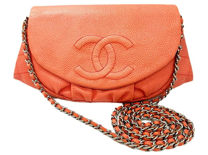 Timeless Chanel Meia Lua Rosa Couro  ref.1334837
