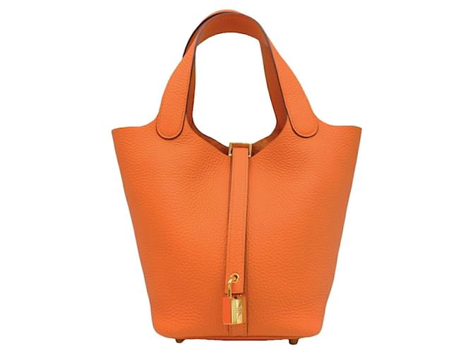 Hermès Picotin Lock Orange Leder  ref.1334952