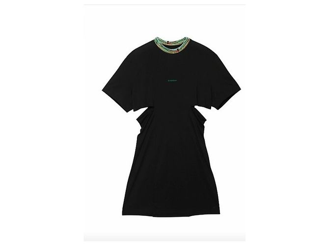 VESTIDO CAMISETA GIVENCHY EM ALGODÃO COM ABERTURA LATERAL. Preto