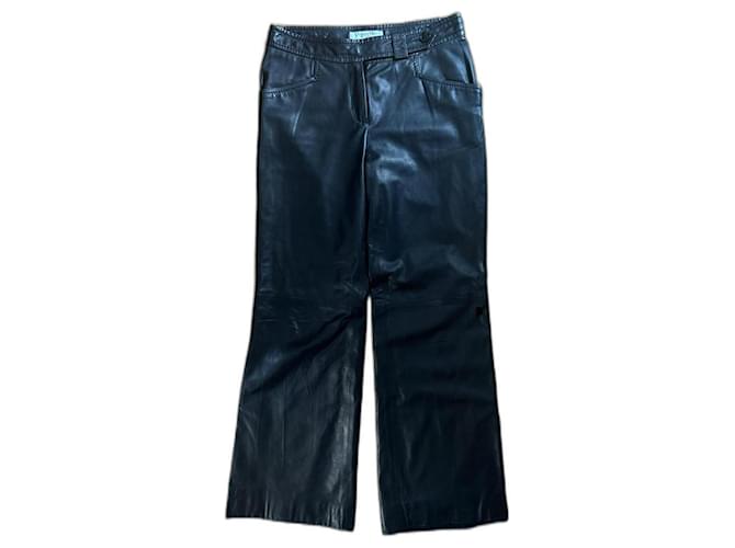 Pantaloni neri in pelle Christian Dior di John Galliano Nero  ref.1335113