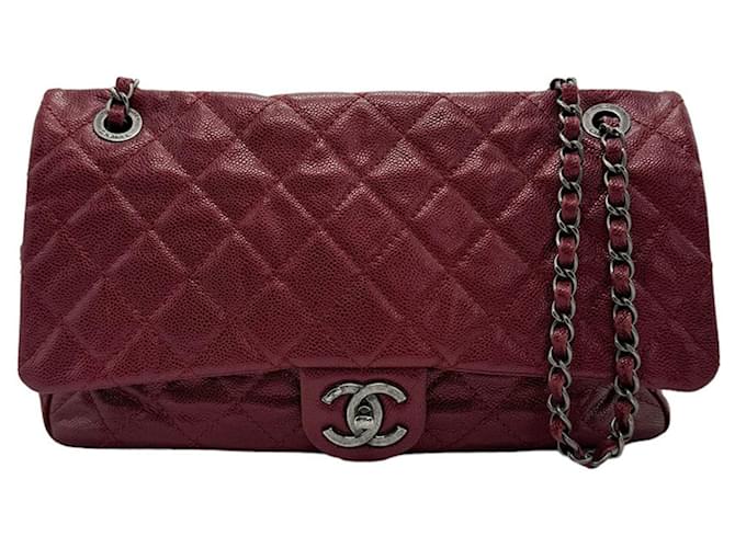 Timeless Chanel Atemporal Roja Cuero  ref.1335234