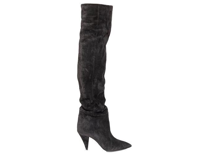 Era de Saint Laurent 85 Botas de camurça acima do joelho Preto
