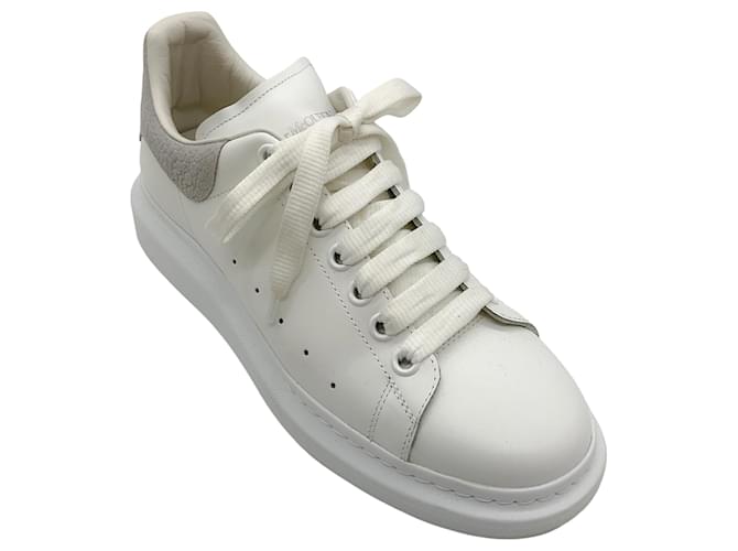 Autre Marque Alexander McQueen White Leather Sneakers with Grey Croc Detail  ref.1335327