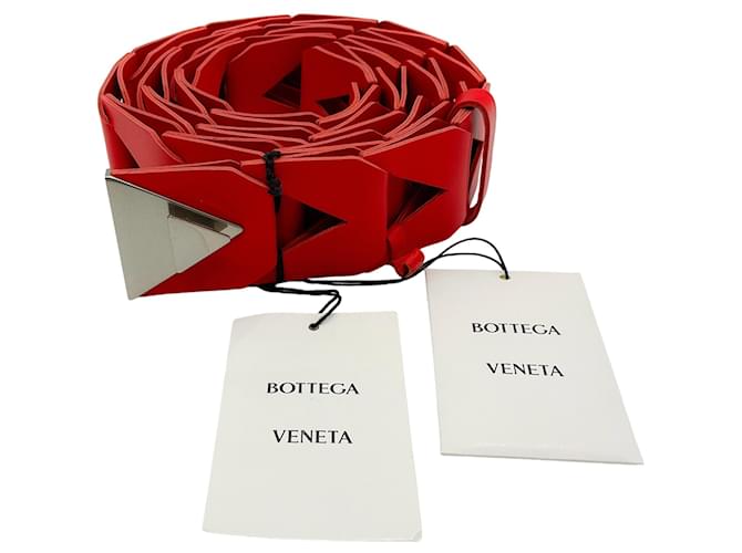 Autre Marque Bottega Veneta Nail Polish Red Leather Belt with Silver Buckle  ref.1335329