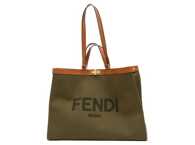 Fendi Peekaboo Khaki Cloth  ref.1335391