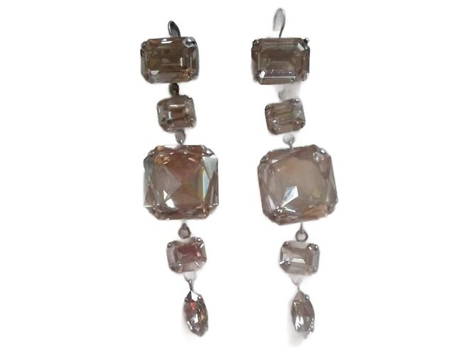 Isabel Marant Orecchini pendenti in metallo argentato e strass Argento