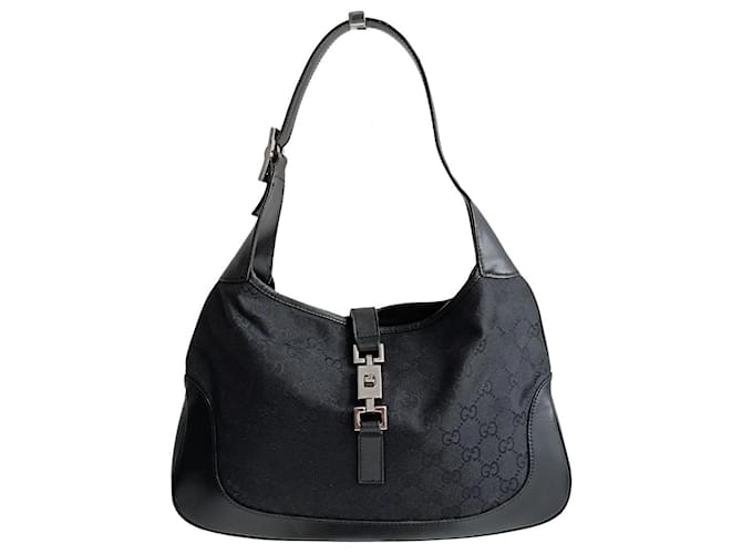 Sac bandoulière Gucci Jackie en toile monogram noire  ref.1335469