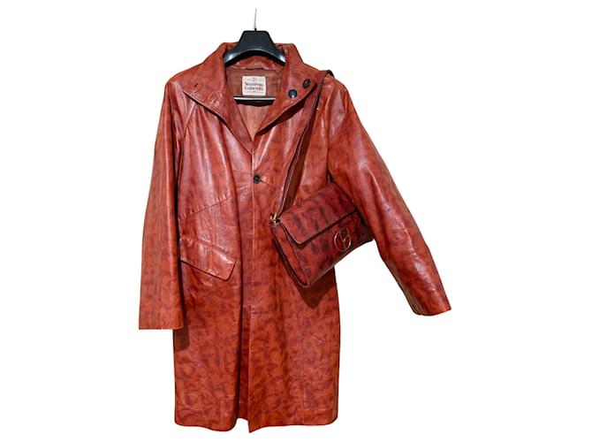 Autre Marque NAZARENO GABRIELLI coat and leather bag Black Dark red  ref.1335616