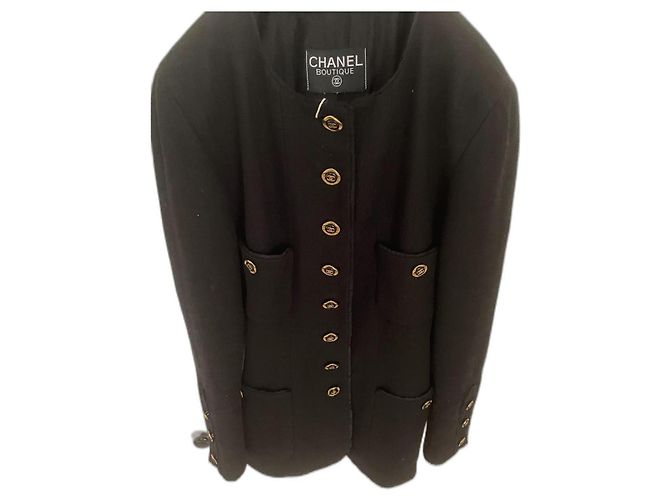 Cambon Chanel Chaqueta con botones Vintage 94 CC Negro