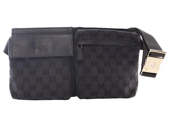 Gucci Blue GG Canvas Double Pocket Belt Bag Dark blue Pony-style calfskin Cloth  ref.1335647