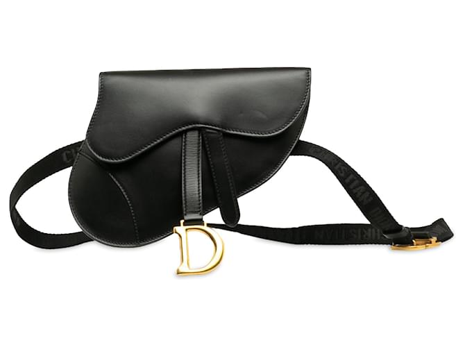 Dior Black Leather Saddle Belt Bag Pony-style calfskin  ref.1335725