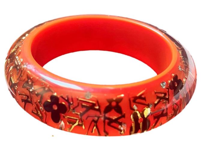 Bracciale Louis Vuitton Arancione Acrilico Monogramma Oro