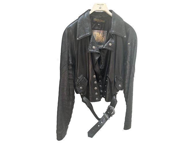Roberto Cavalli Bikerjacke aus schwarzem Leder