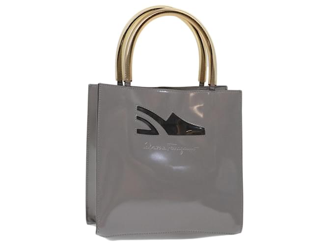 Bolsa de mão Salvatore Ferragamo Couro envernizado Cinza Auth 70674  ref.1335780