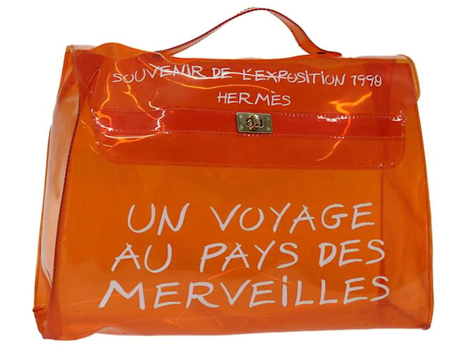Hermès HERMES Vinyl Kelly Hand Bag Vinyle Orange Auth 68778  ref.1335785