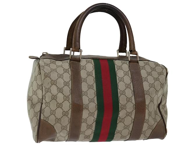 Bolso de mano GUCCI GG Supreme Web Sherry Line PVC Beige Rojo Verde Auth 70825 Roja  ref.1335832