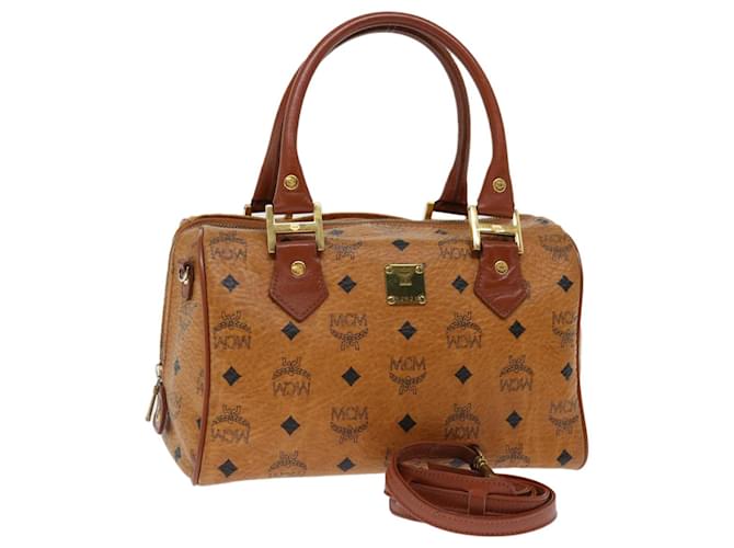 MCM Vicetos Logogram Hand Bag PVC Leather 2way Brown Auth ki4324  ref.1335840