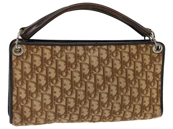 Christian Dior Trotter Bolso de mano de lona Lona Marrón Auth 70637 Castaño Lienzo  ref.1335865