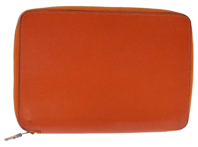 Hermès HERMES Agenda Zip Day Planner Cover Leather Orange Auth am6065  ref.1335886