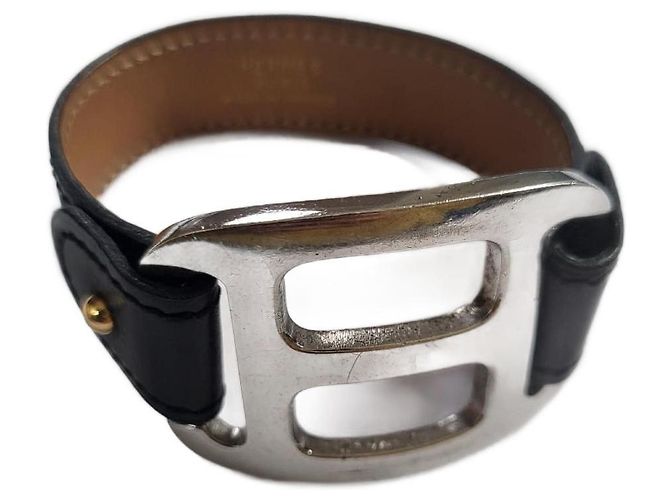 Pulseira Hermès Pagoda de couro preta Preto 