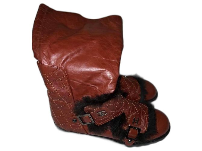 Cambon Botines Chanel Marrones de Piel Sintética Castaño