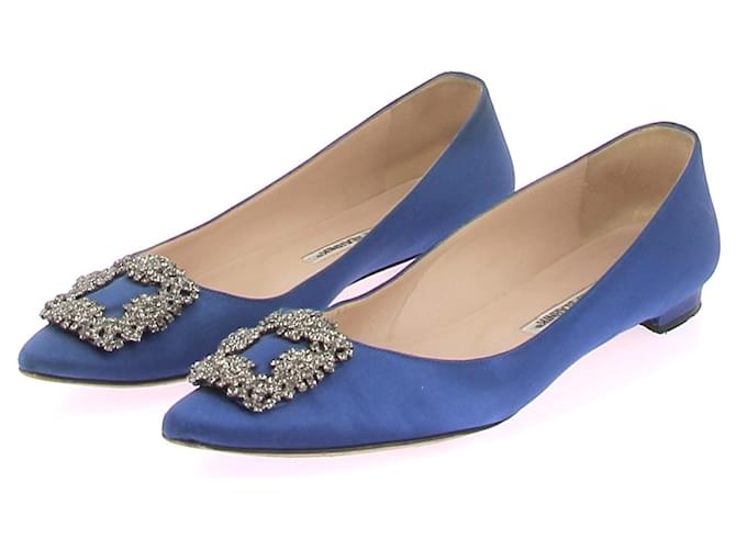 MANOLO BLAHNIK Bailarinas T.UE 41 ante Azul Suecia  ref.1336053