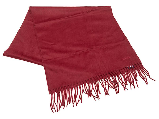 Hermès Red Cashmere Scarf Wool Cloth  ref.1336102