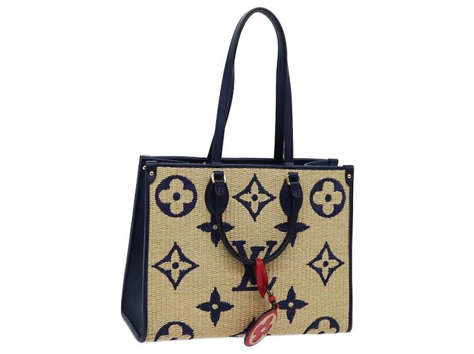 LOUIS VUITTON Monogram Raphia On The Go MM Sac 2façon Beige M57723 Auth LV 70773S