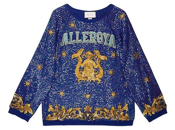 Gucci 6K$ Mauerwerkssymbole bestickter Pullover Blau 