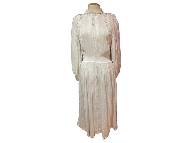 Isabel Marant Etoile Jaena Kleid Weiß Baumwolle Viskose