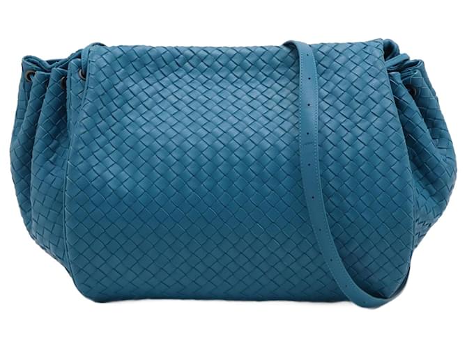 Bottega Veneta Flap Crossbody Geflochtenes Leder Blau  ref.1336312