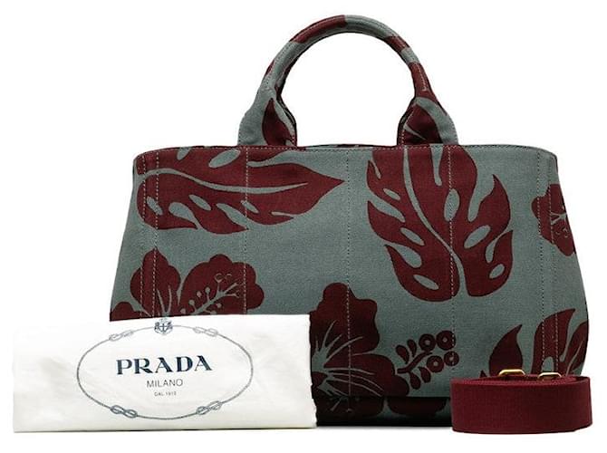 Prada Hibiscus Print Canapa Sac à main en toile en bon état  ref.1336357