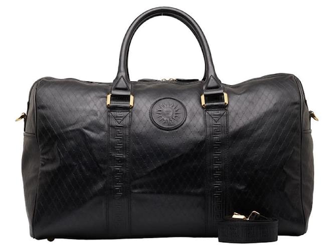 Versace Boston Bag aus geprägtem Leder, Reisetasche aus Leder in gutem Zustand  ref.1336359